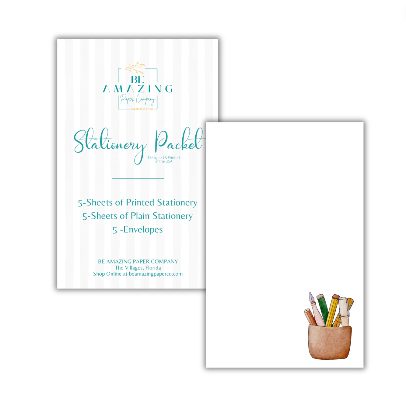 Pen & Pencil Cup Stationery Packet from Be Amazing Paper Company