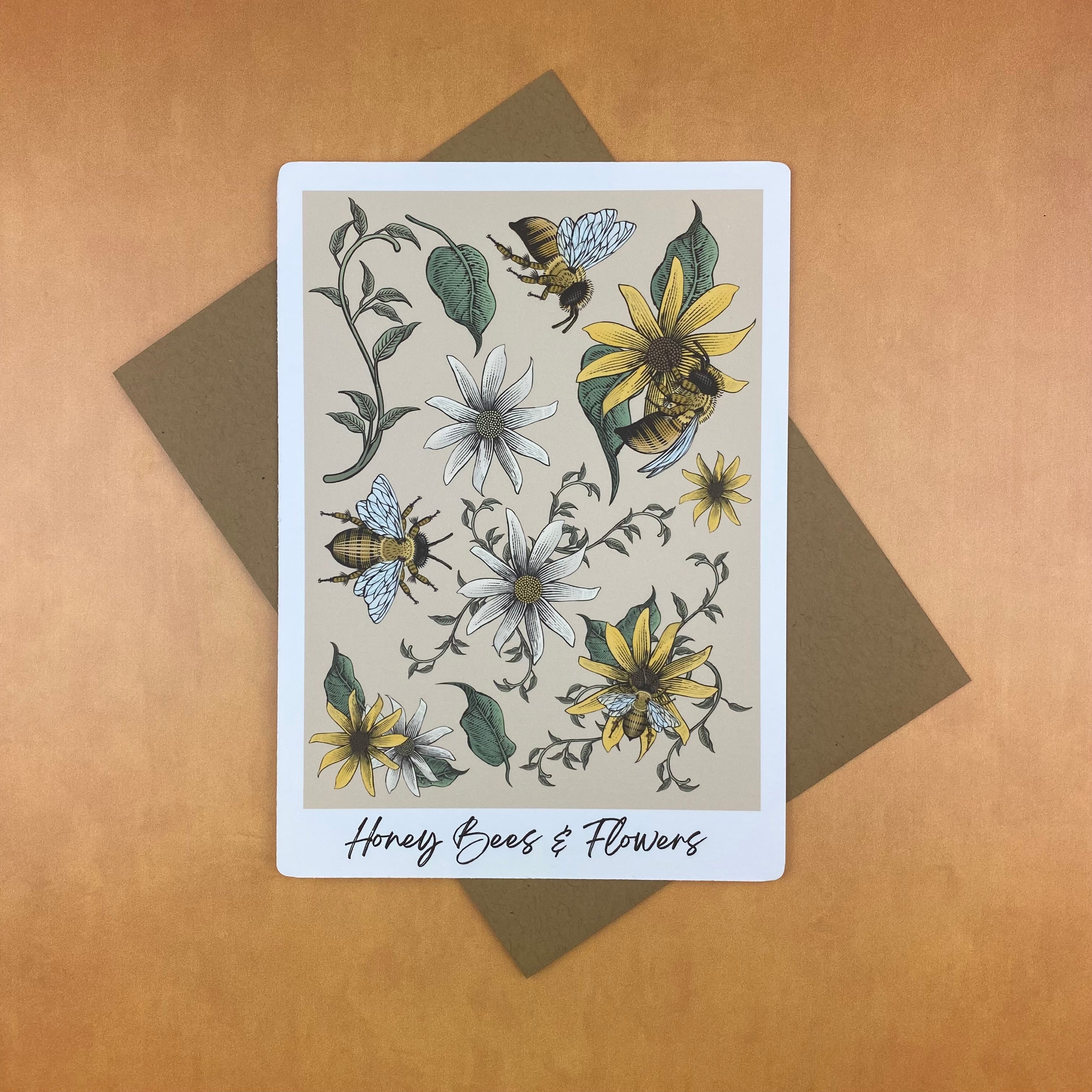 Honey Bees & Flowers - Flat Card