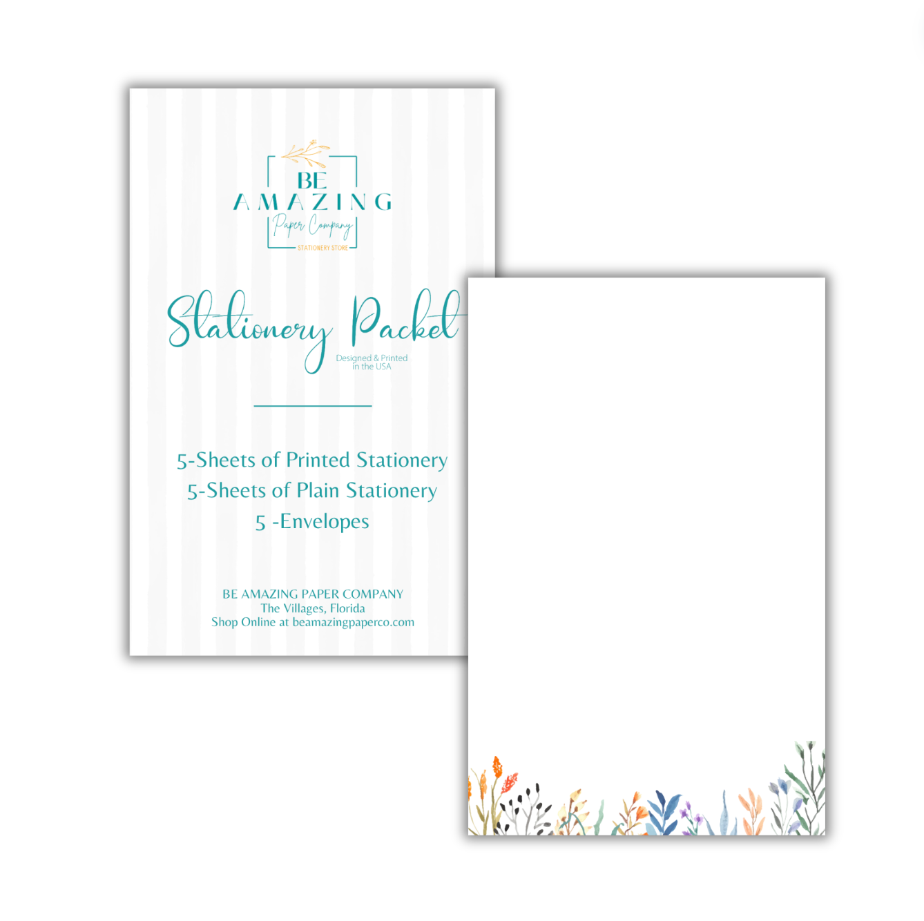 Orange Flowers Stationery Packet from Be Amazing Paper Company