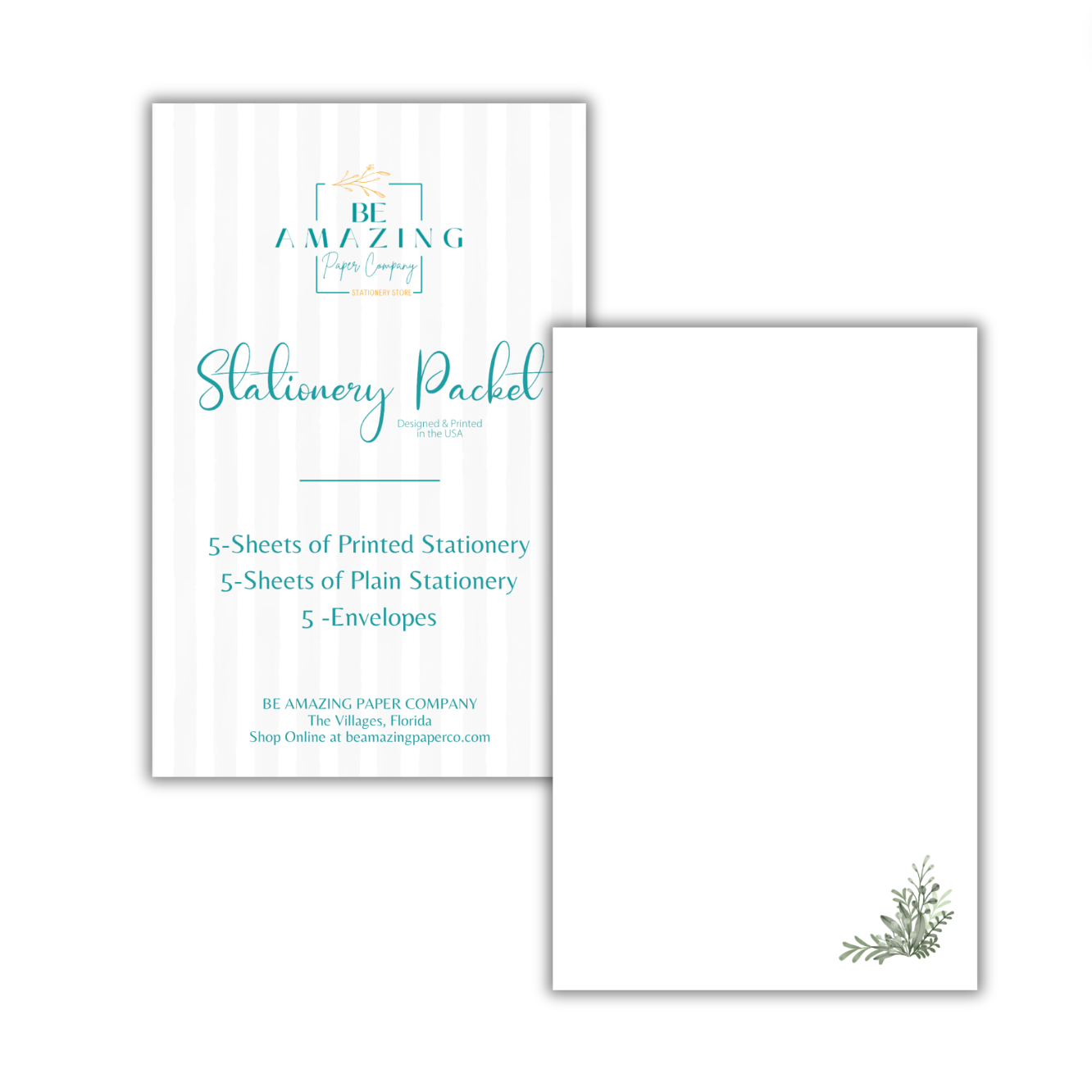 Greenery Stationery Packet from Be Amazing Paper Company