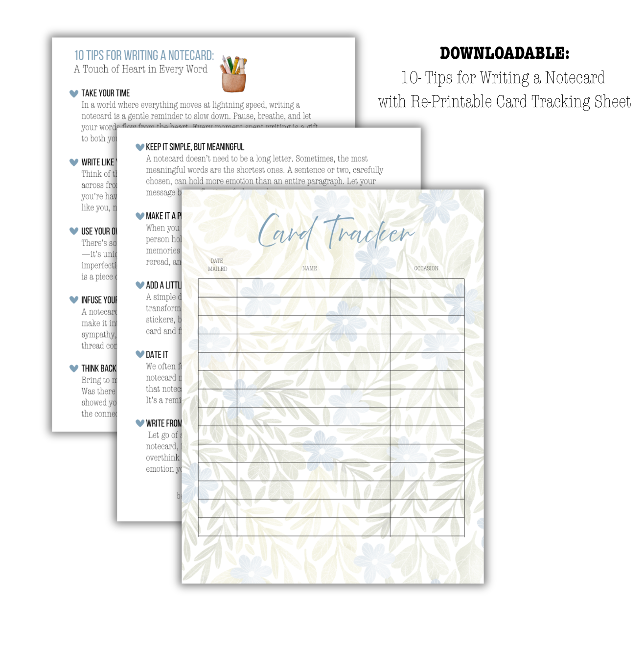Printable Notecard Writing Tips + Card Tracker