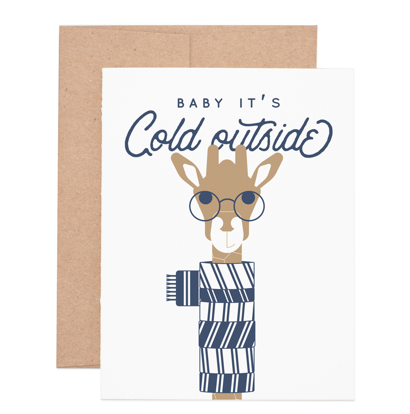 Giraffe Scarf Holiday - Greeting Card
